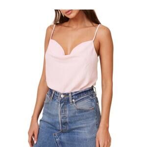 ASTR Cowl Drape Neck Blush Pink Thin Straps & Low Back Bodysuit Size XL NEW